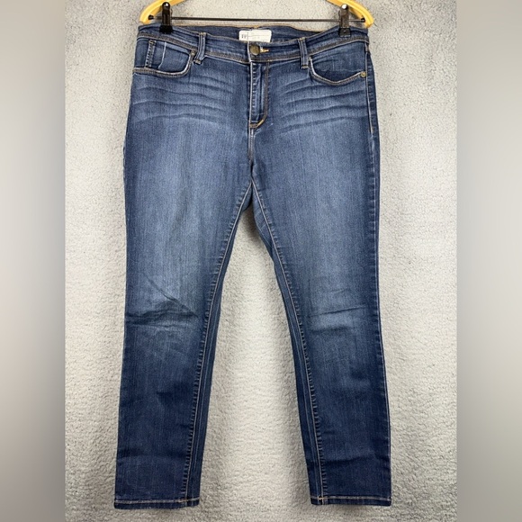 Free People Jeans Womens 31 Blue Vintage Straight Fit Whiskering Distressed - Picture 1 of 11
